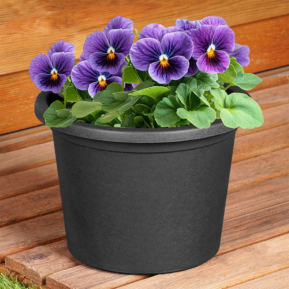 Plastic garden pot black round 23 cm