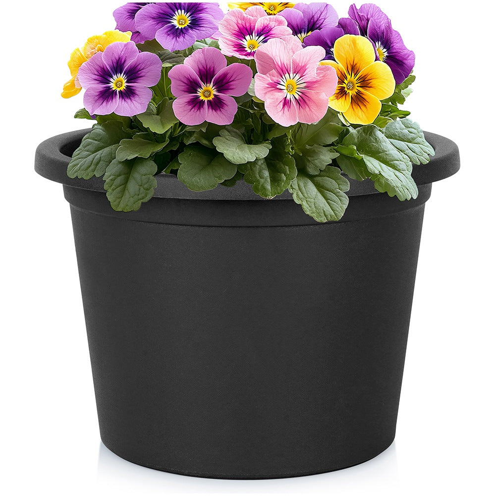 Plastic garden pot, black, round, 27.5 cm