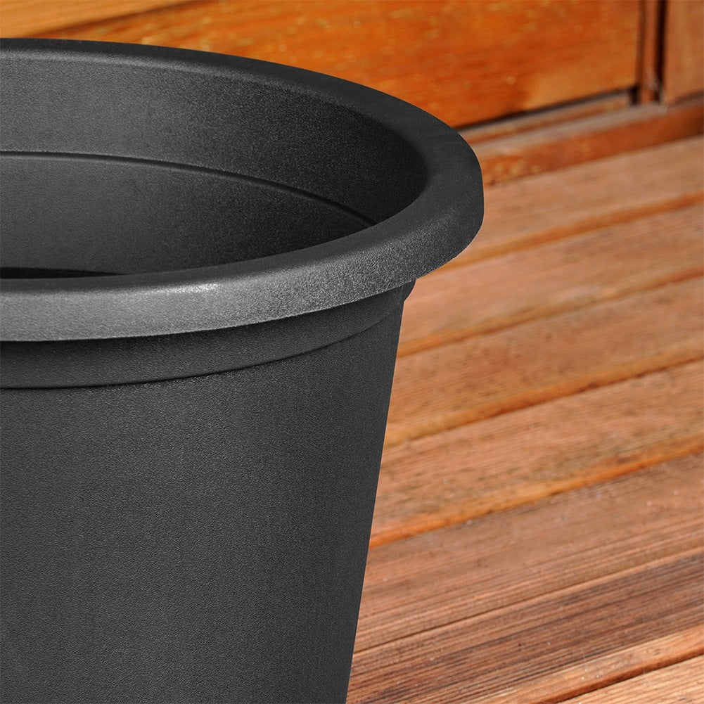Plastic garden pot, black, round, 27.5 cm