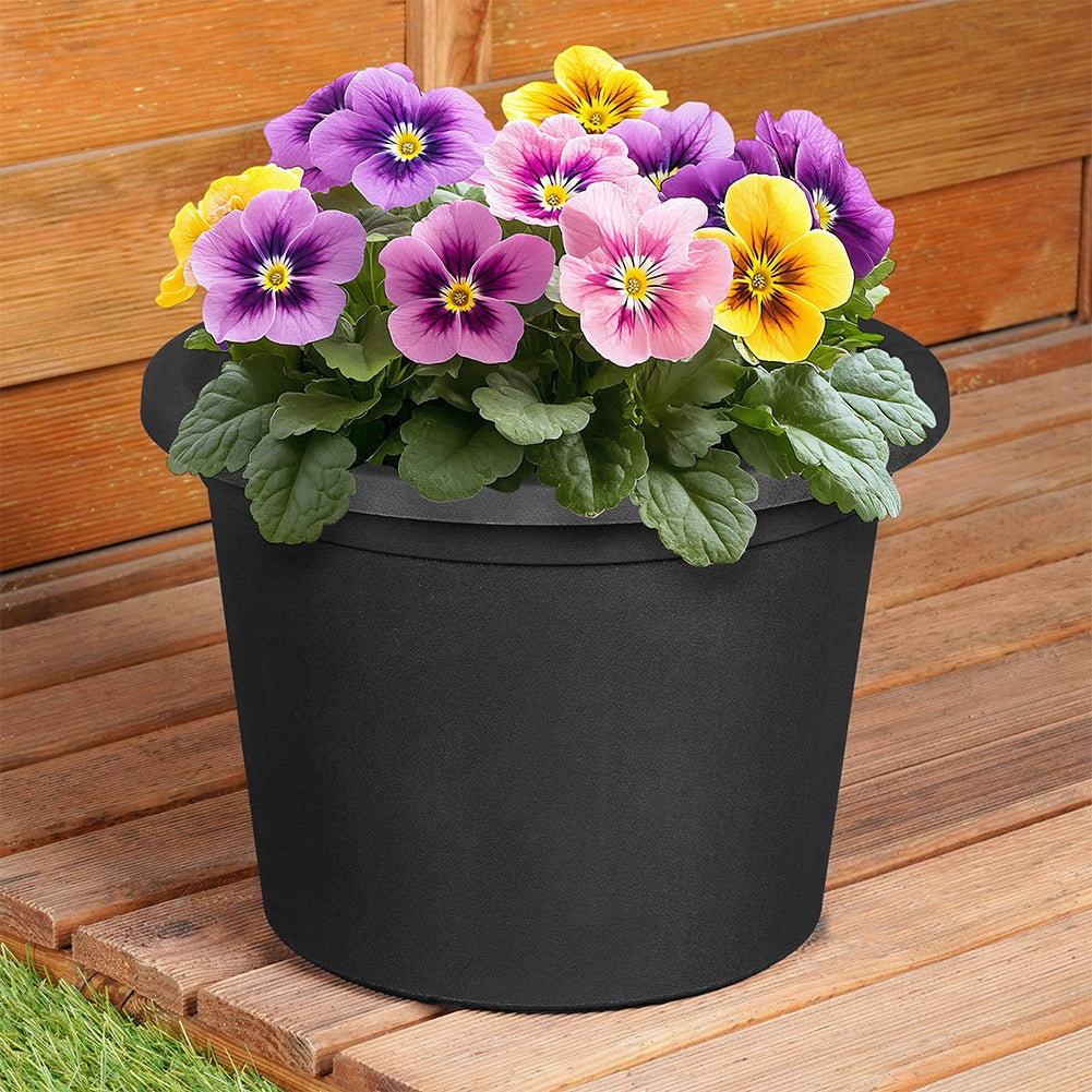 Plastic garden pot, black, round, 27.5 cm