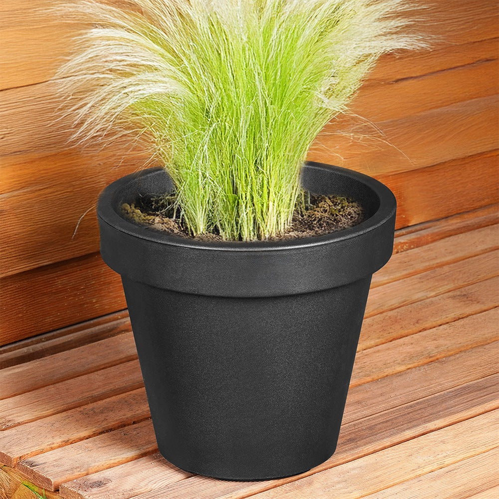 Plastic garden pot black round 29 cm
