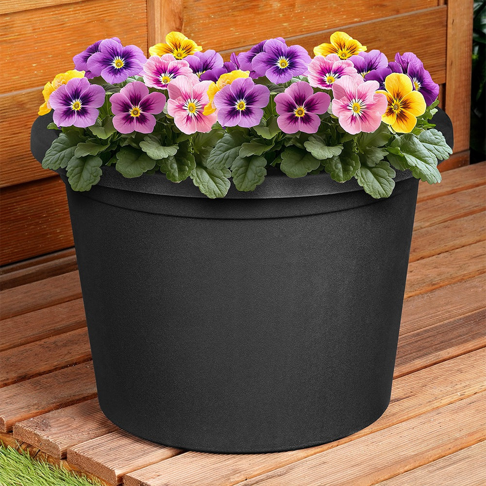 Plastic garden pot black round 34 cm