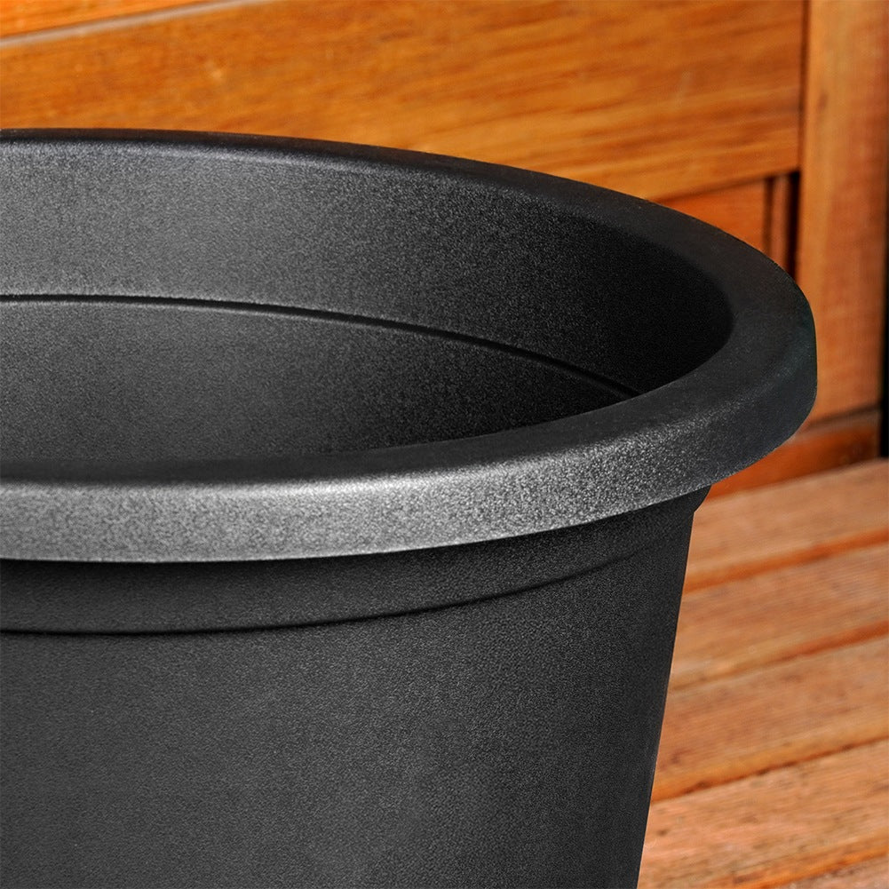 Plastic garden pot black round 34 cm