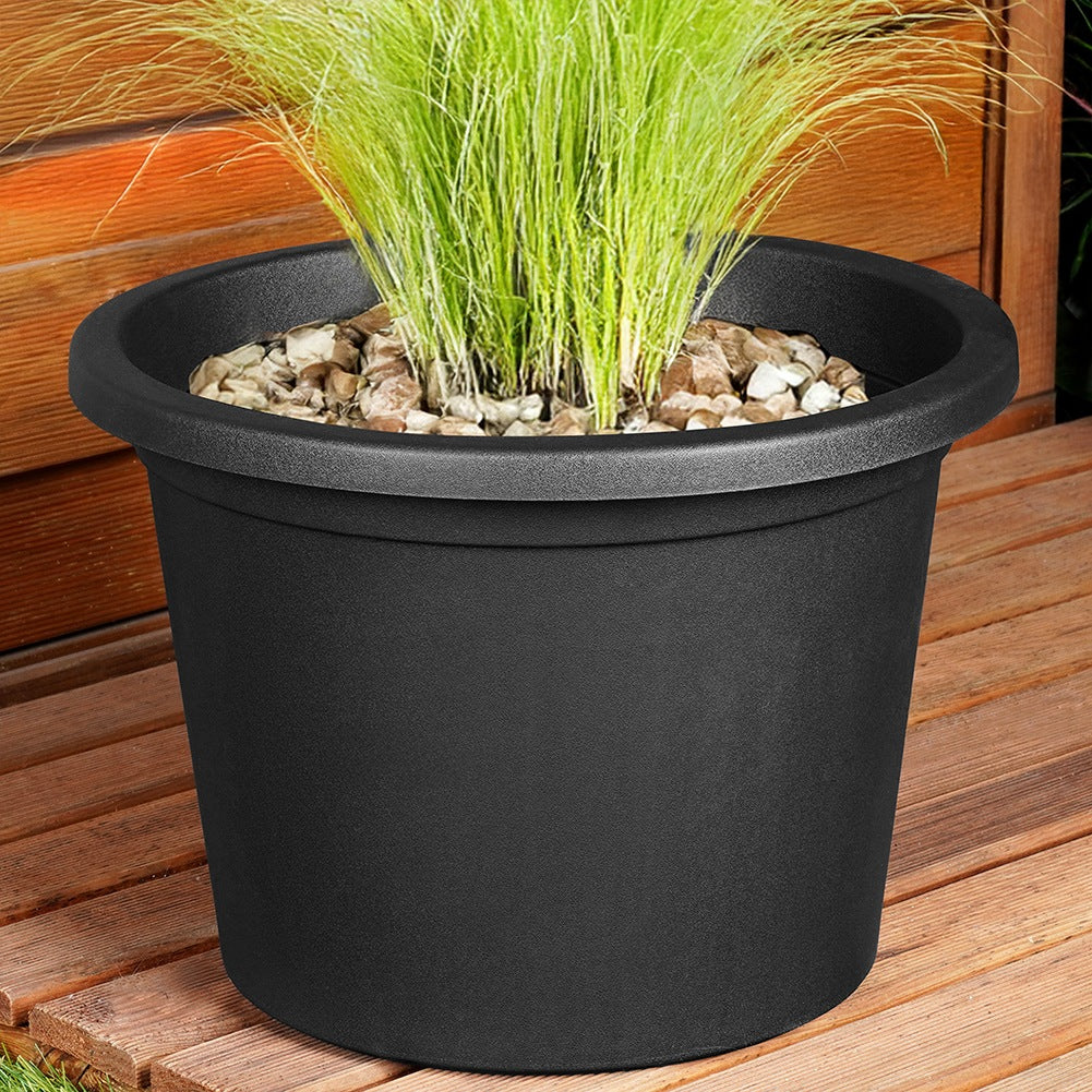 Plastic garden pot black round 34 cm