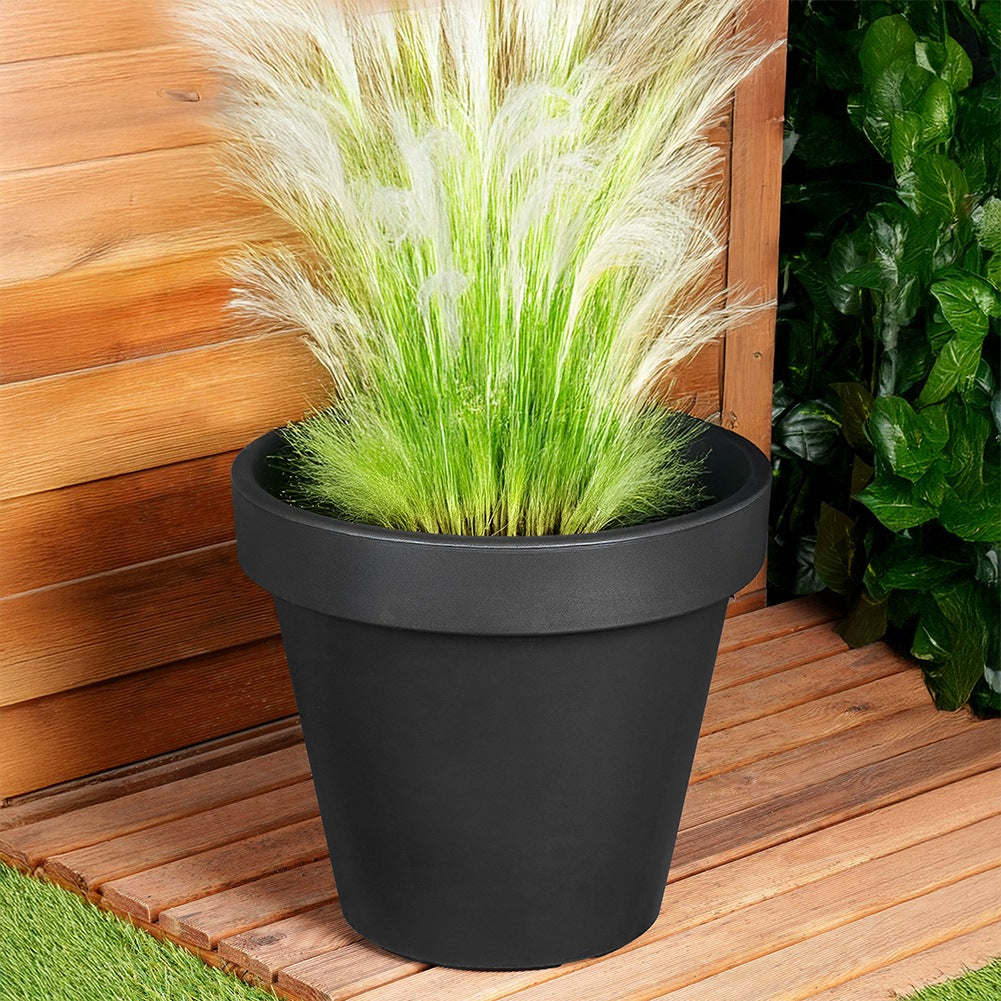 Plastic garden pot black round 39 cm