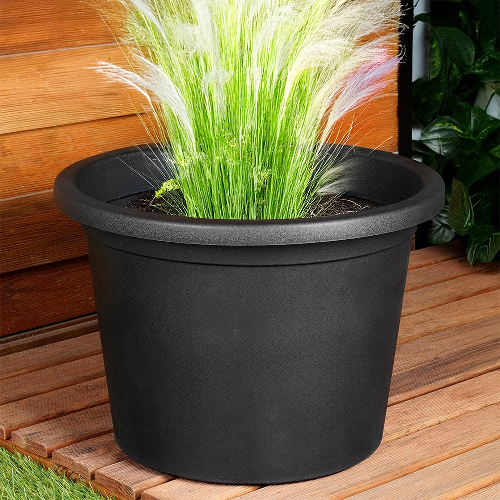 Plastic garden pot black round 39 cm
