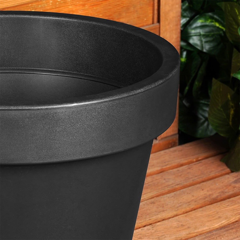 Plastic garden pot black round 39 cm