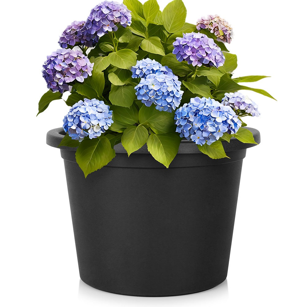 Plastic garden pot black round 39 cm