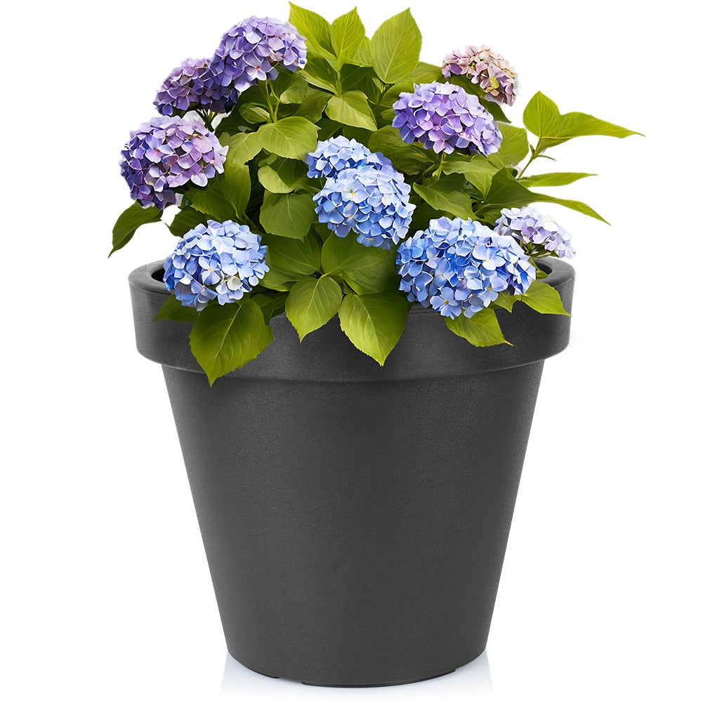 Plastic garden pot black round 48 cm