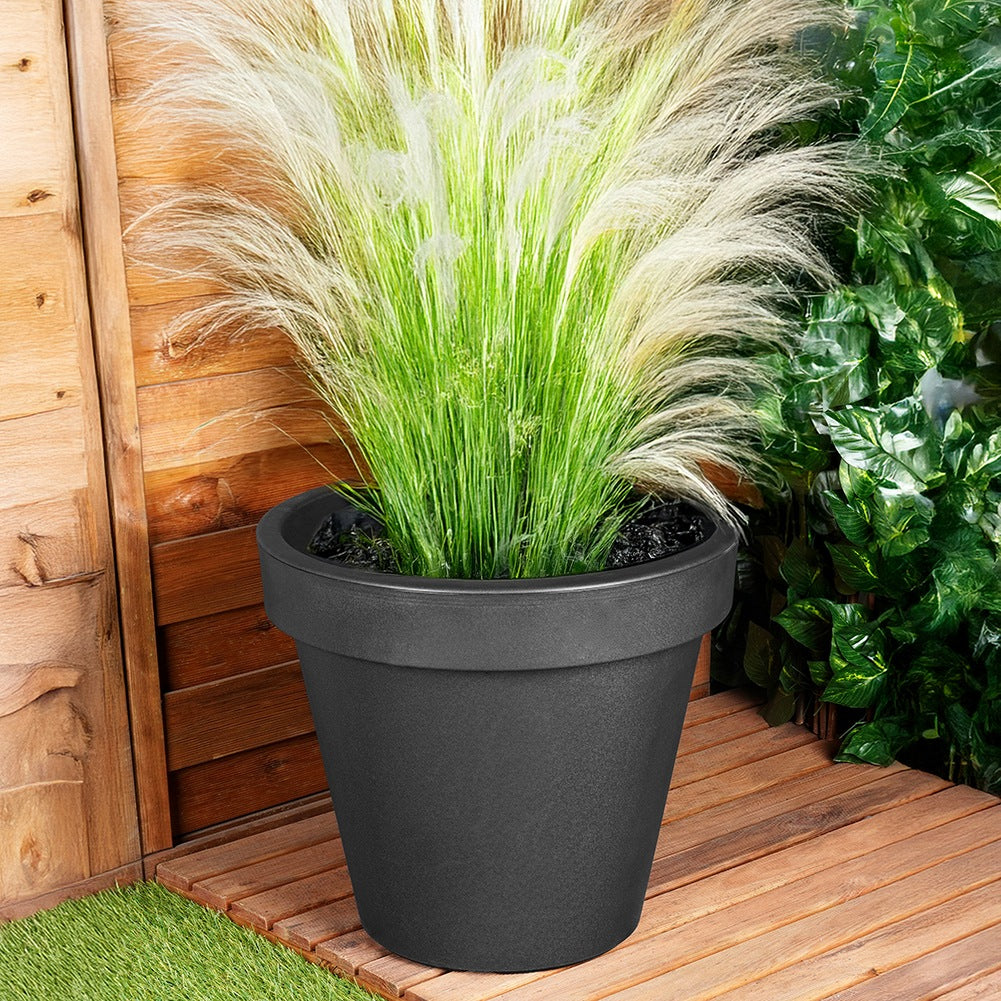 Plastic garden pot black round 48 cm