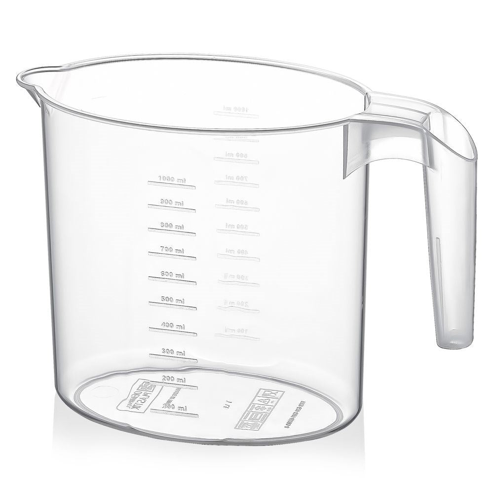 Plastic jug with measuring cup 1 l