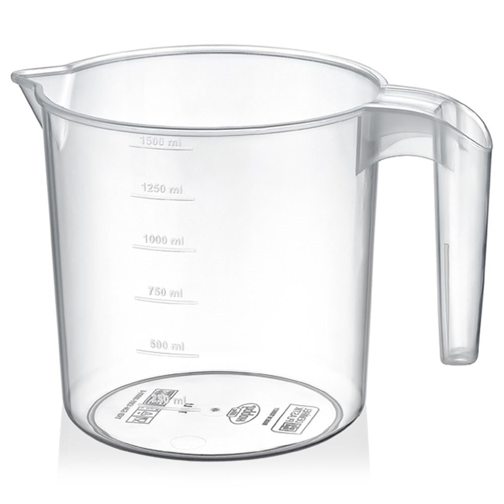 Plastic jug with measuring cup 1 l