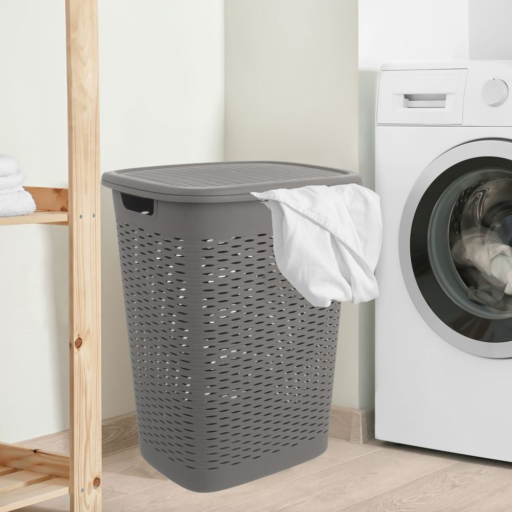 Plastic laundry basket gray 47 l