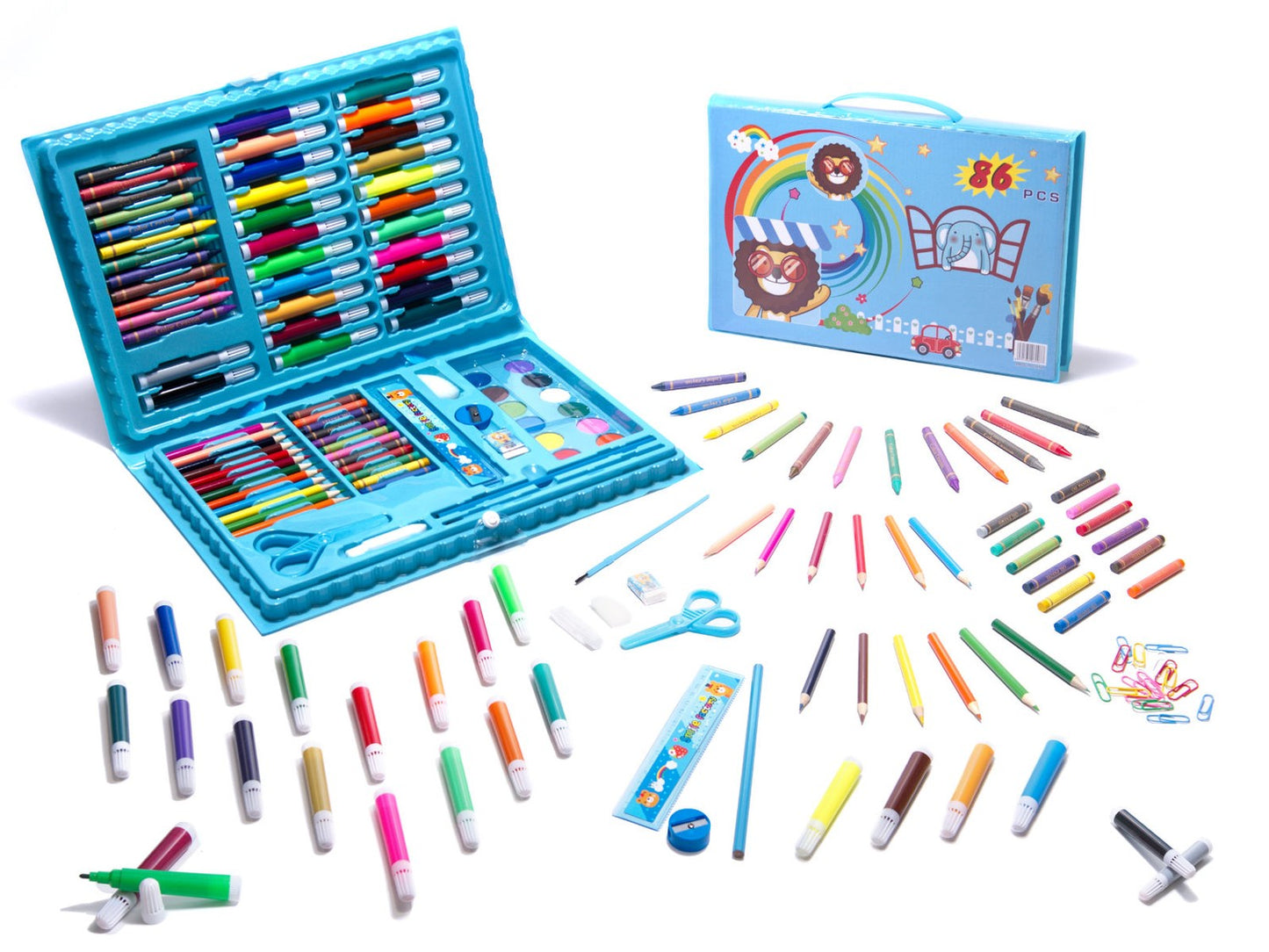 Plastic painting set in a case 86el. blue