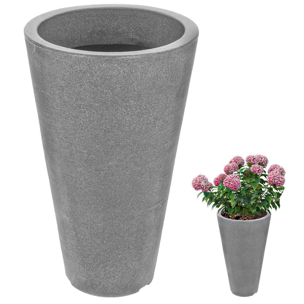Plastic pot that looks like stone, weatherproof, 45 cm high