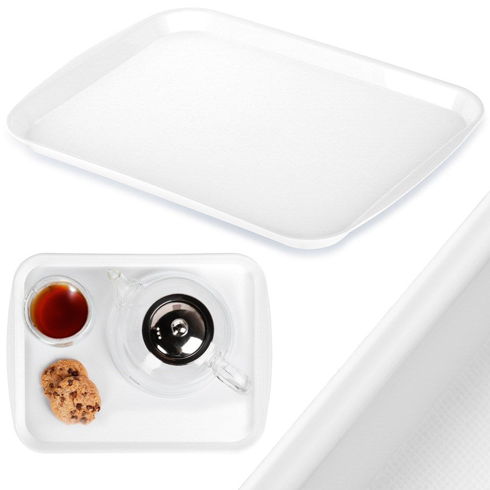 Plastic serving tray white 35.5x27 cm