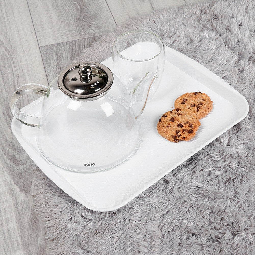 Plastic serving tray white 35.5x27 cm
