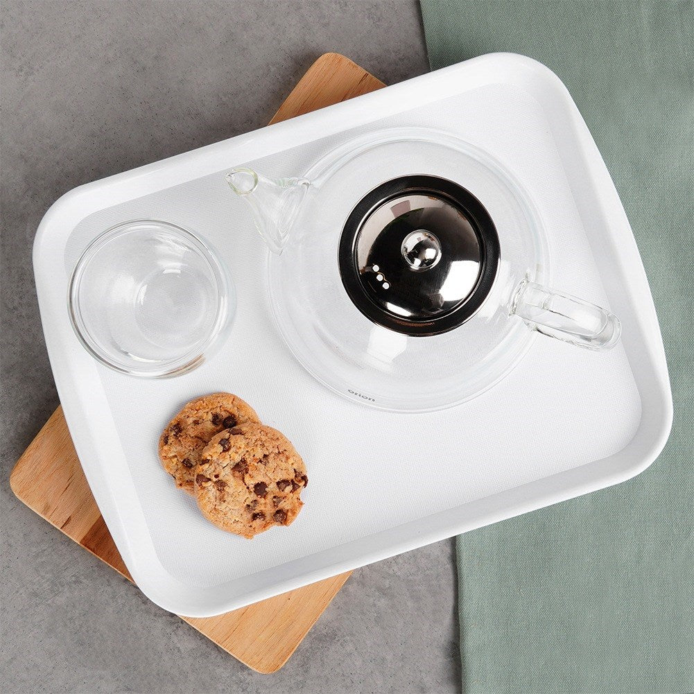 Plastic serving tray white 35.5x27 cm