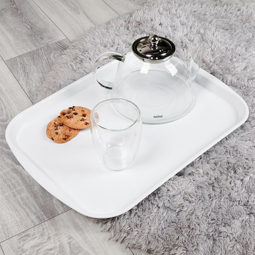 Plastic serving tray white 43.5x31.5 cm