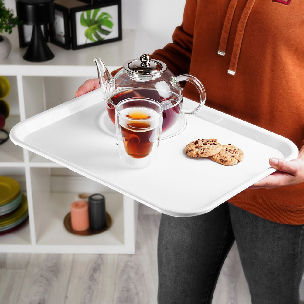 Plastic serving tray white 45.5x35.5 cm