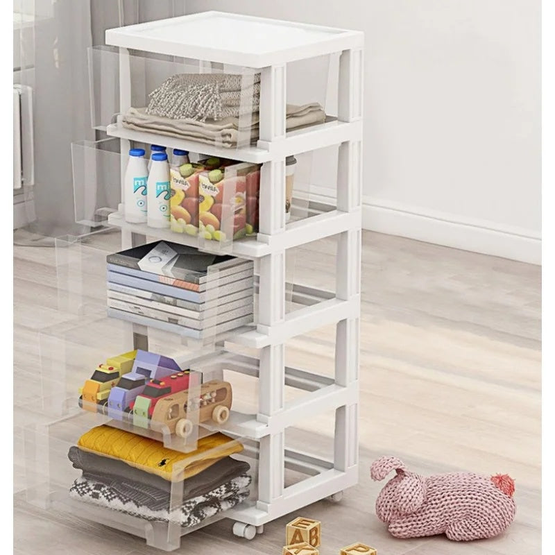 Plastic shelf on wheels, cabinet, drawers, wardrobe