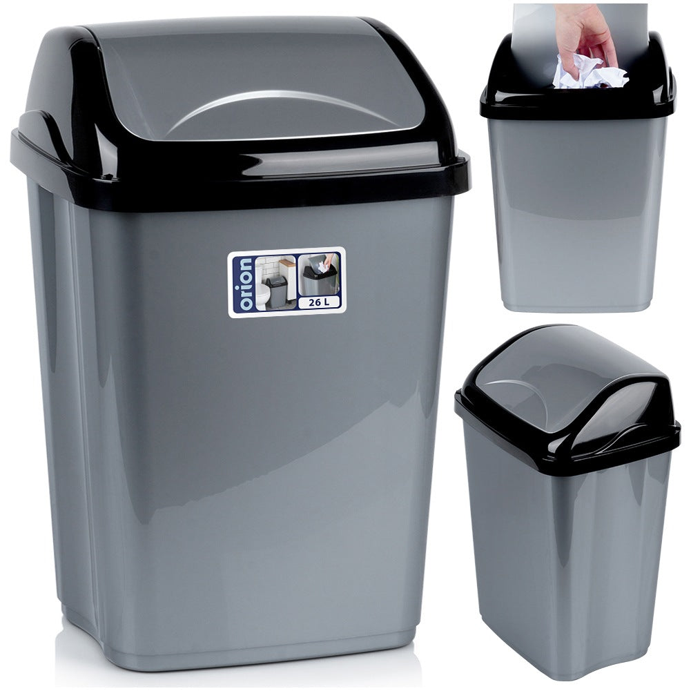 Plastic waste bin gray 26 l