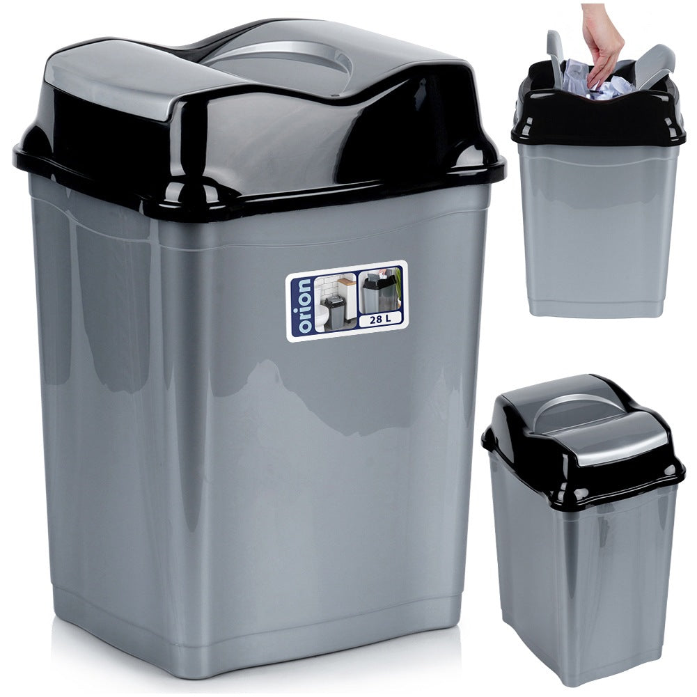 Plastic waste bin gray 28 l
