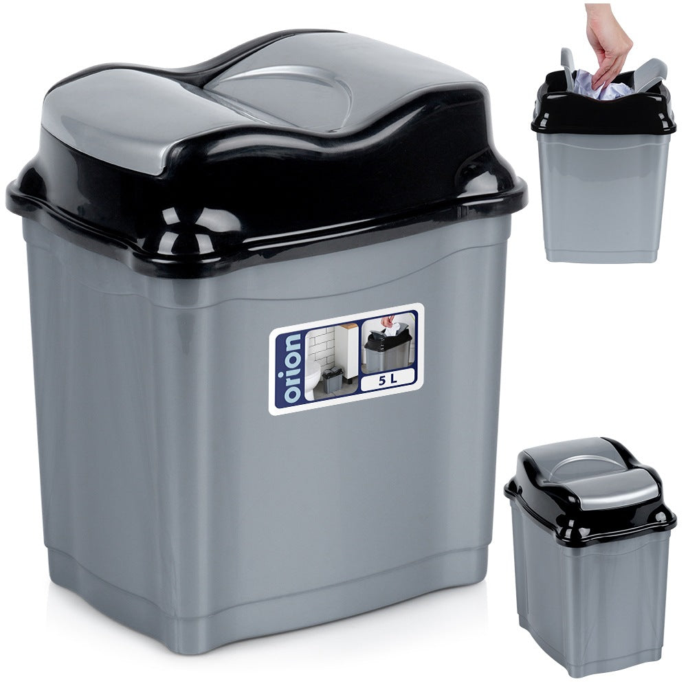 Plastic waste bin gray 5 l