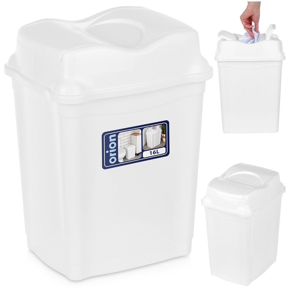 Plastic waste bin white 16 l