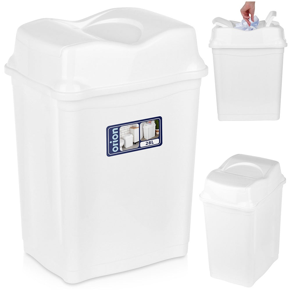 Plastic waste bin white 28 l