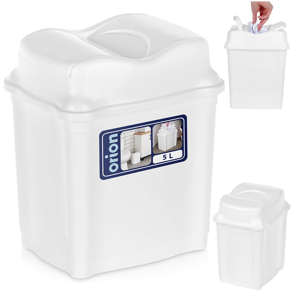 Plastic waste bin white 5 l