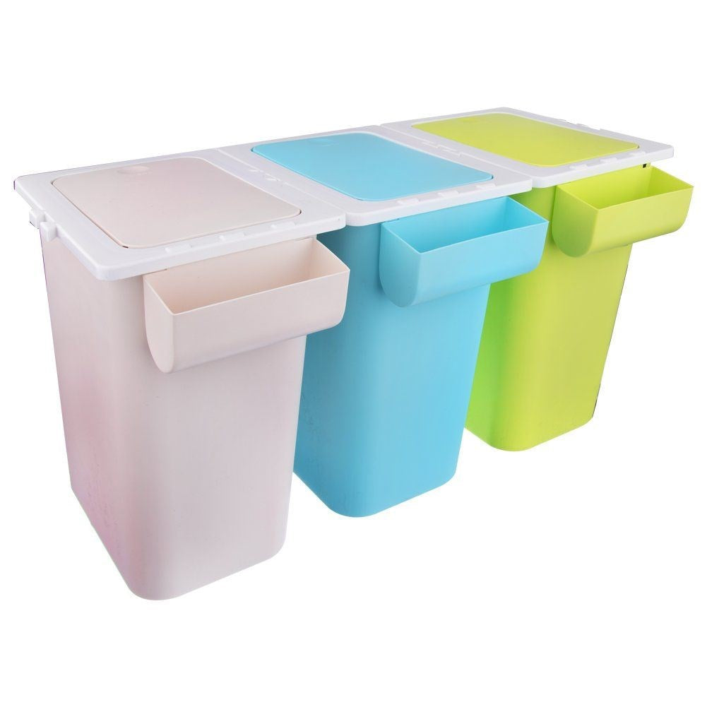 Plastic waste sorting bin 3x13 l