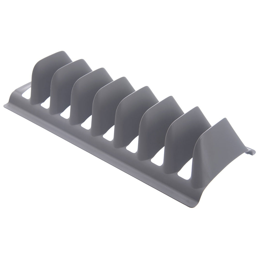 Plate organizer in gray plastic, holds 8 plates