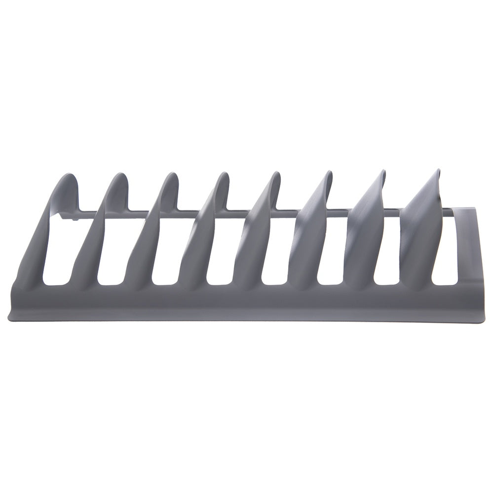 Plate organizer in gray plastic, holds 8 plates