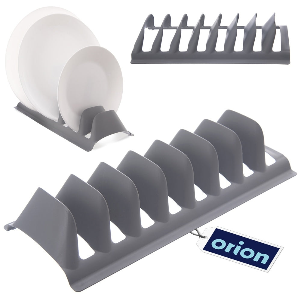 Plate organizer in gray plastic, holds 8 plates