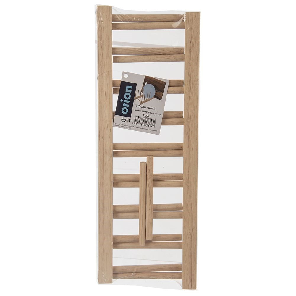Plate organizer in natural wood for 8 plates