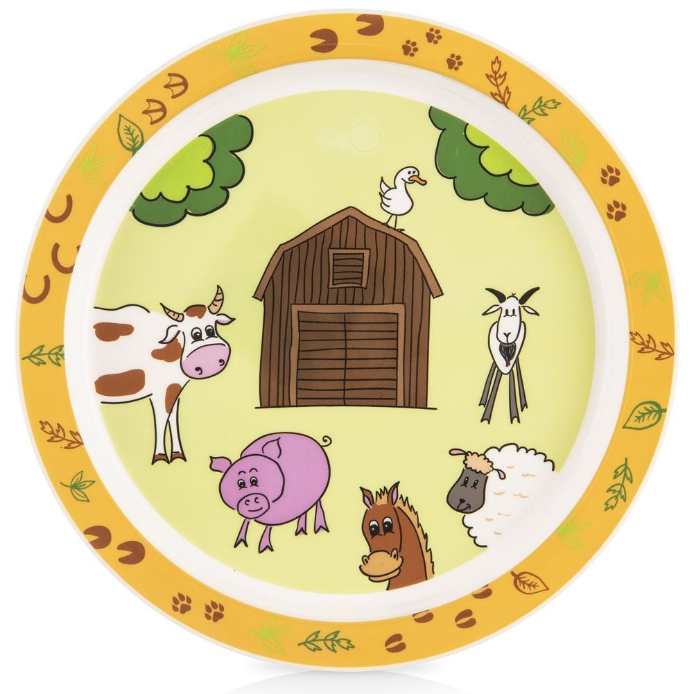 Plate with farmhouse motif, child-friendly and machine washable