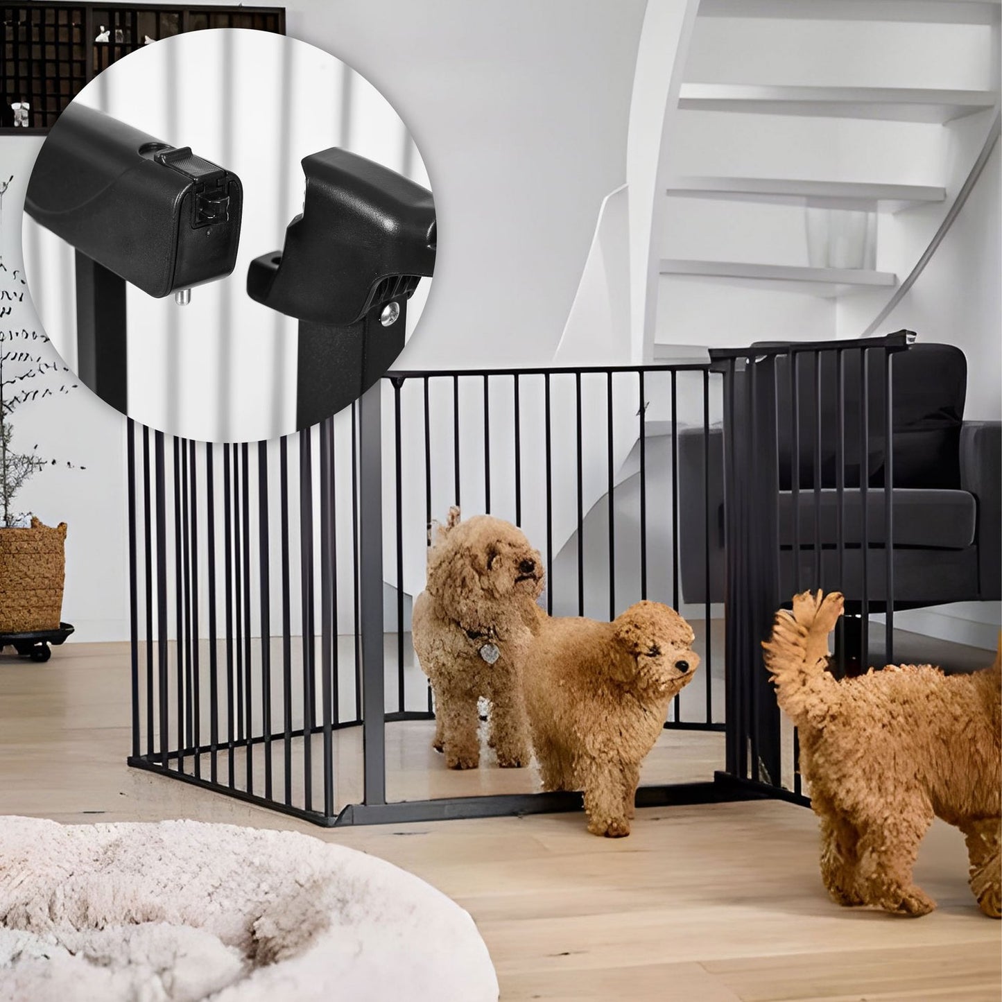Playpen safety gate barrier for children and pets, 5 panels, 60 cm, metal, black, ECOTOYS