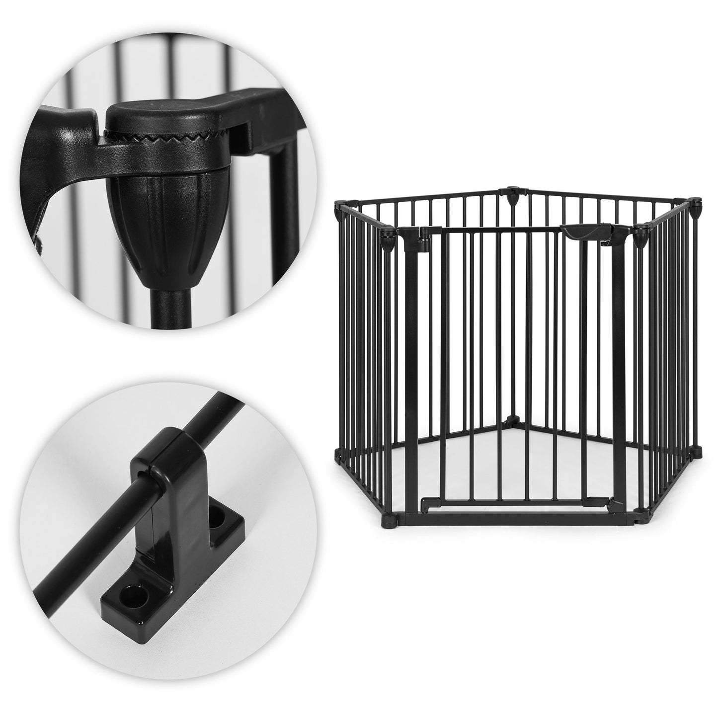 Playpen safety gate barrier for children and pets, 5 panels, 60 cm, metal, black, ECOTOYS
