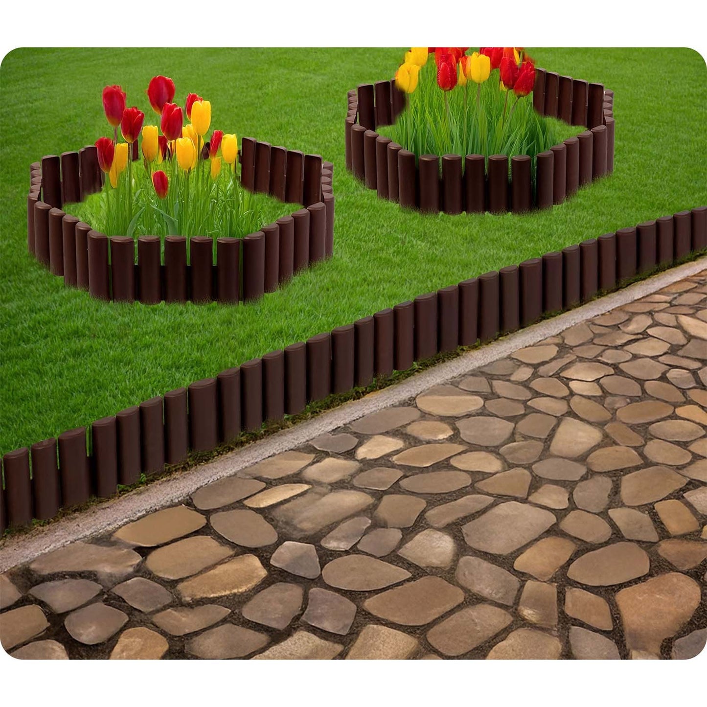 Plonos garden border 220 cm PL-961 brown