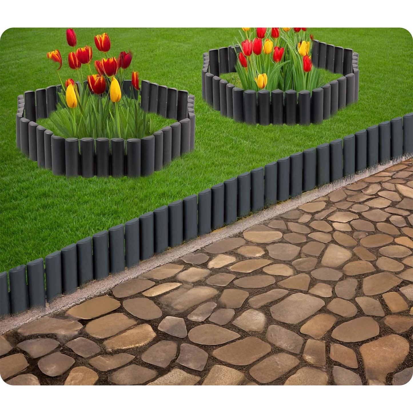 Plonos garden border 220 cm PL-961 gray