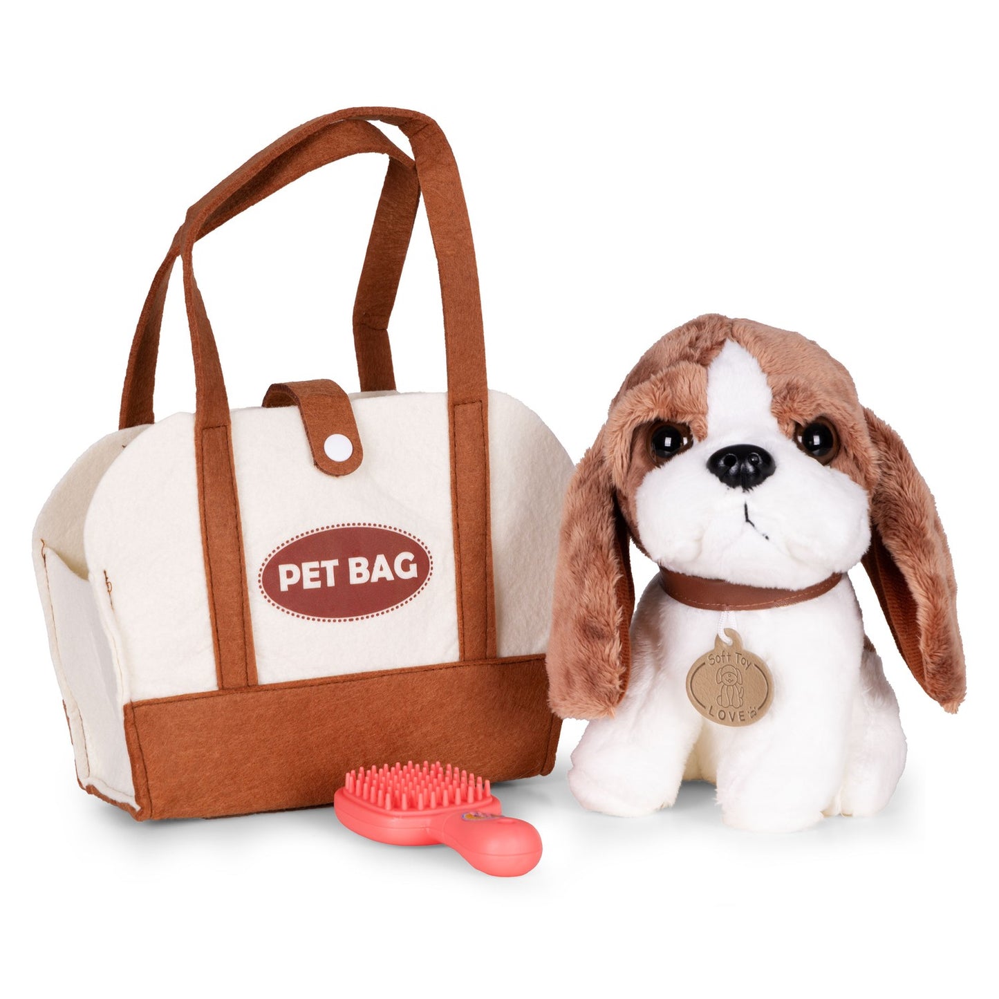 Plush Beagle Toy with Bag & Brush for Kids 3+