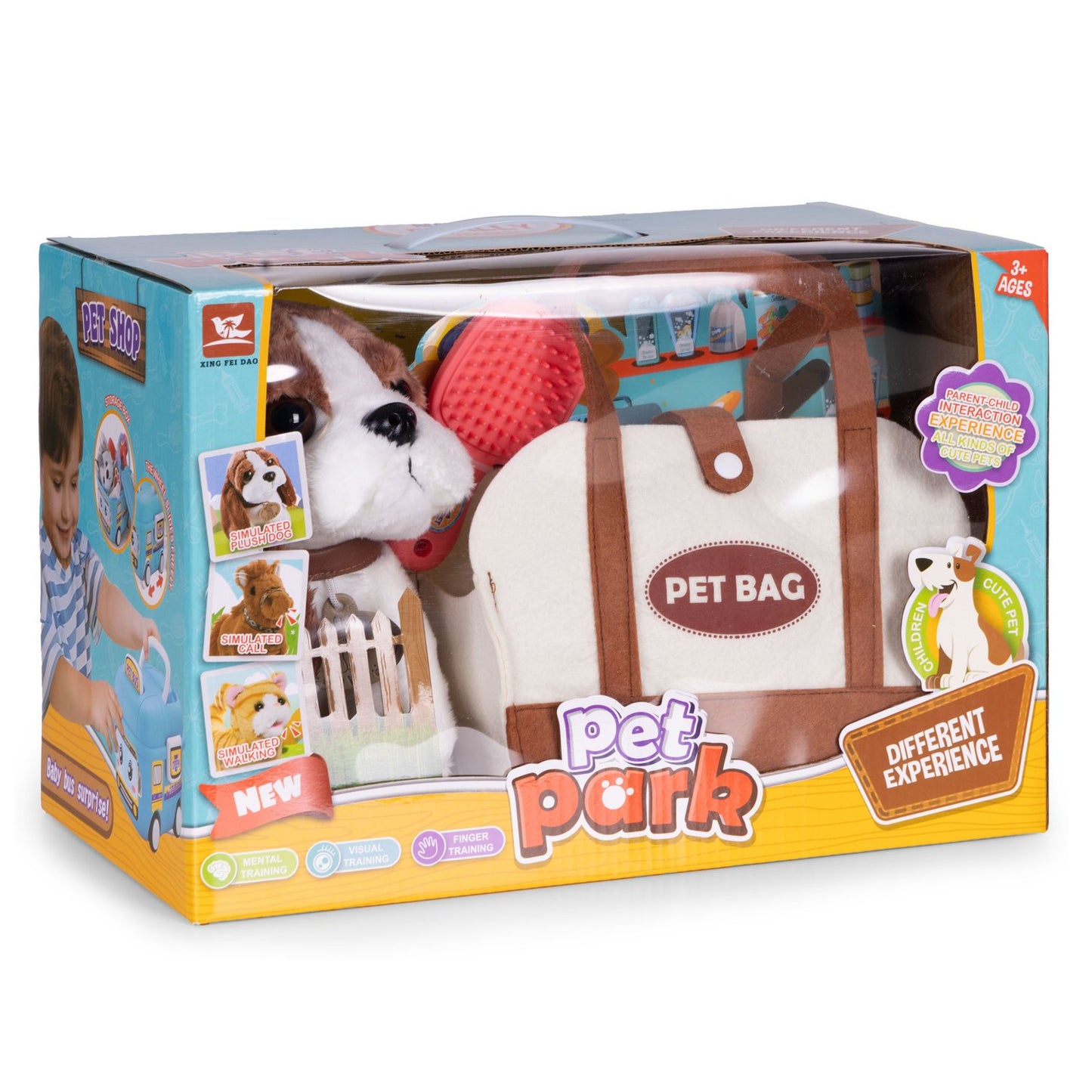 Plush Beagle Toy with Bag & Brush for Kids 3+