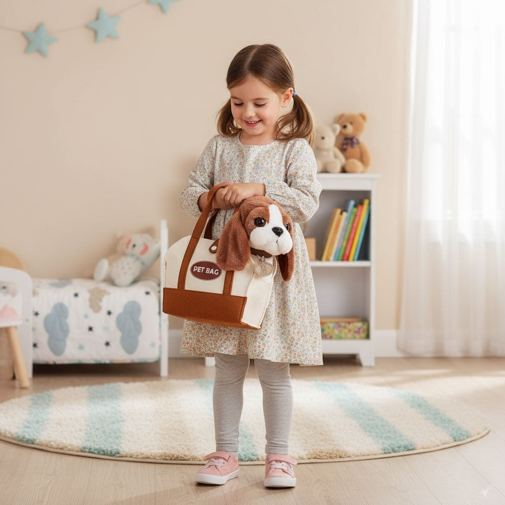 Plush Beagle Toy with Bag & Brush for Kids 3+
