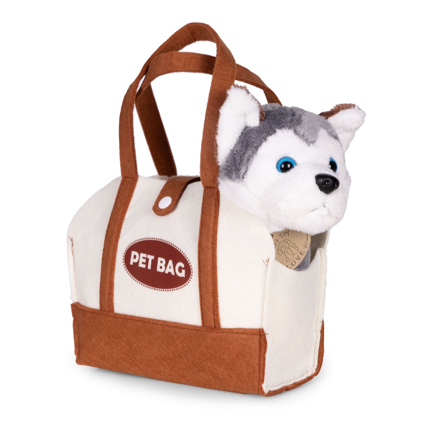 Plush Husky Toy with Bag & Brush for Kids 3+