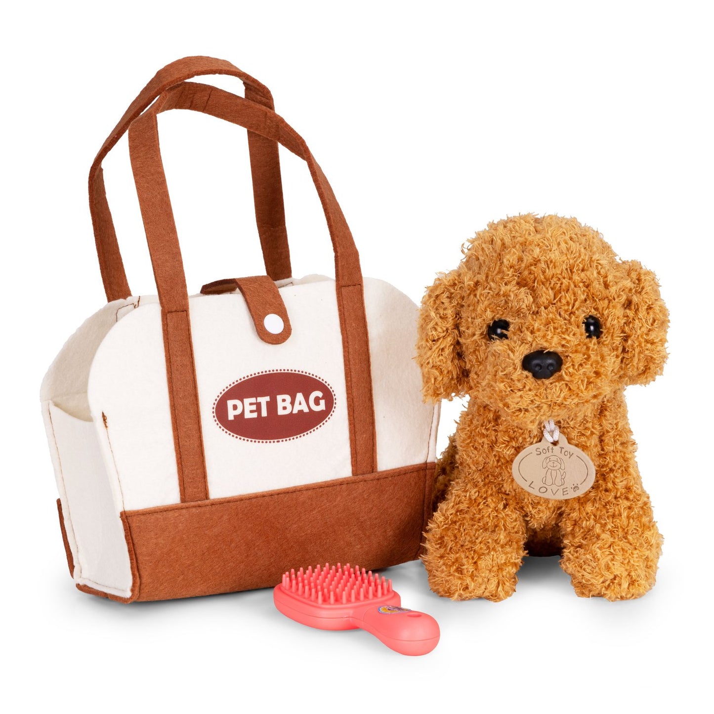 Plush Poodle Toy with Bag & Brush for Kids 3+
