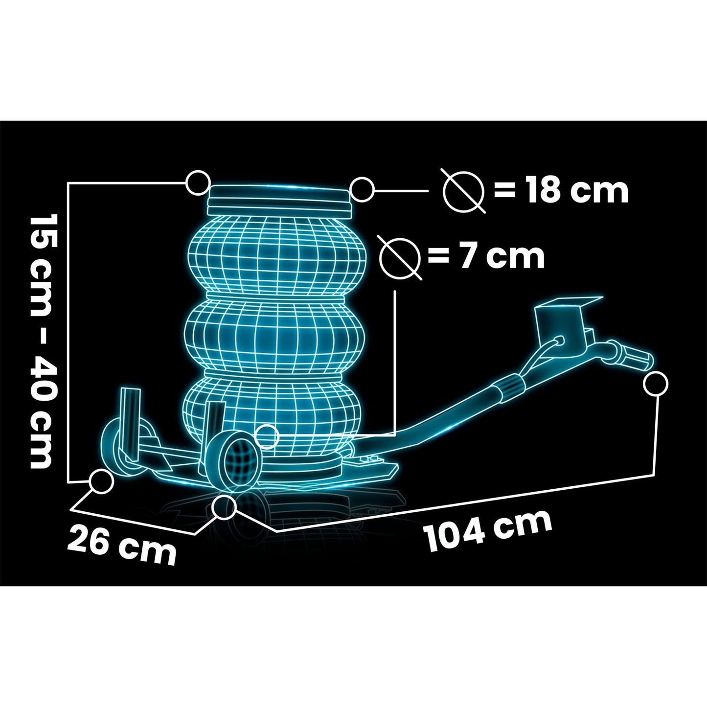 Pneumatic Car Jack 3.5 Ton, 15-40 cm Lift Range