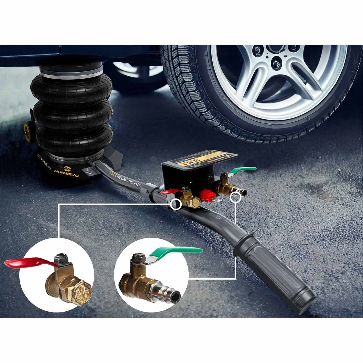 Pneumatic Car Jack 3.5 Ton, 15-40 cm Lift Range