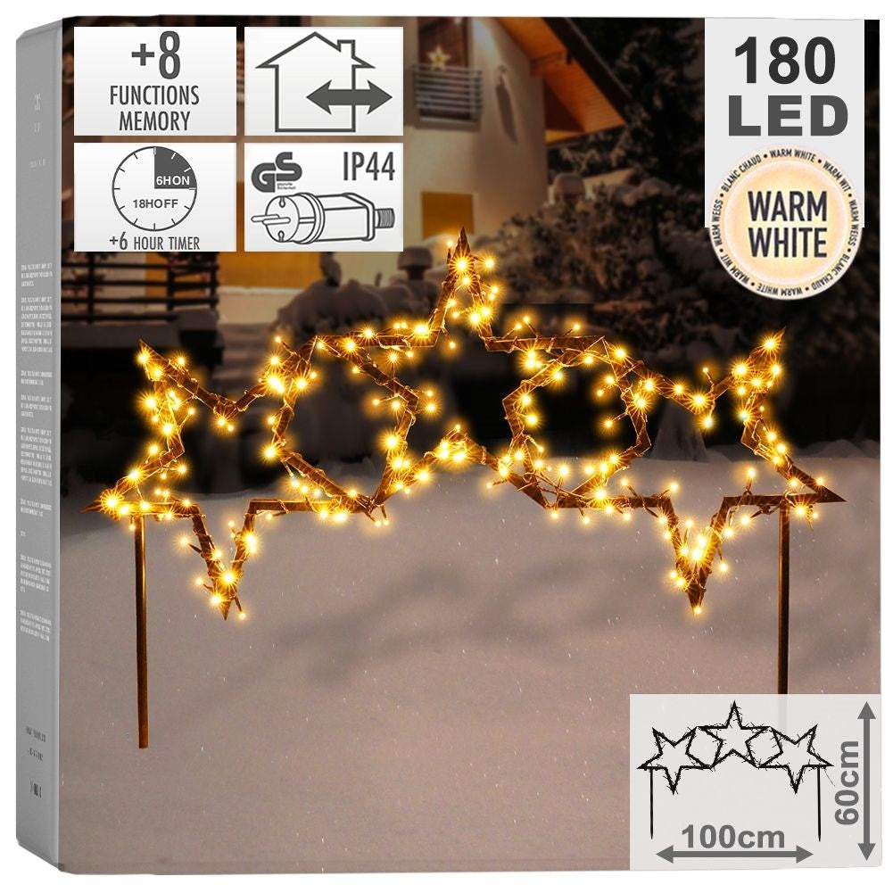 Poinsettias in black metal with LED for indoor/outdoor use