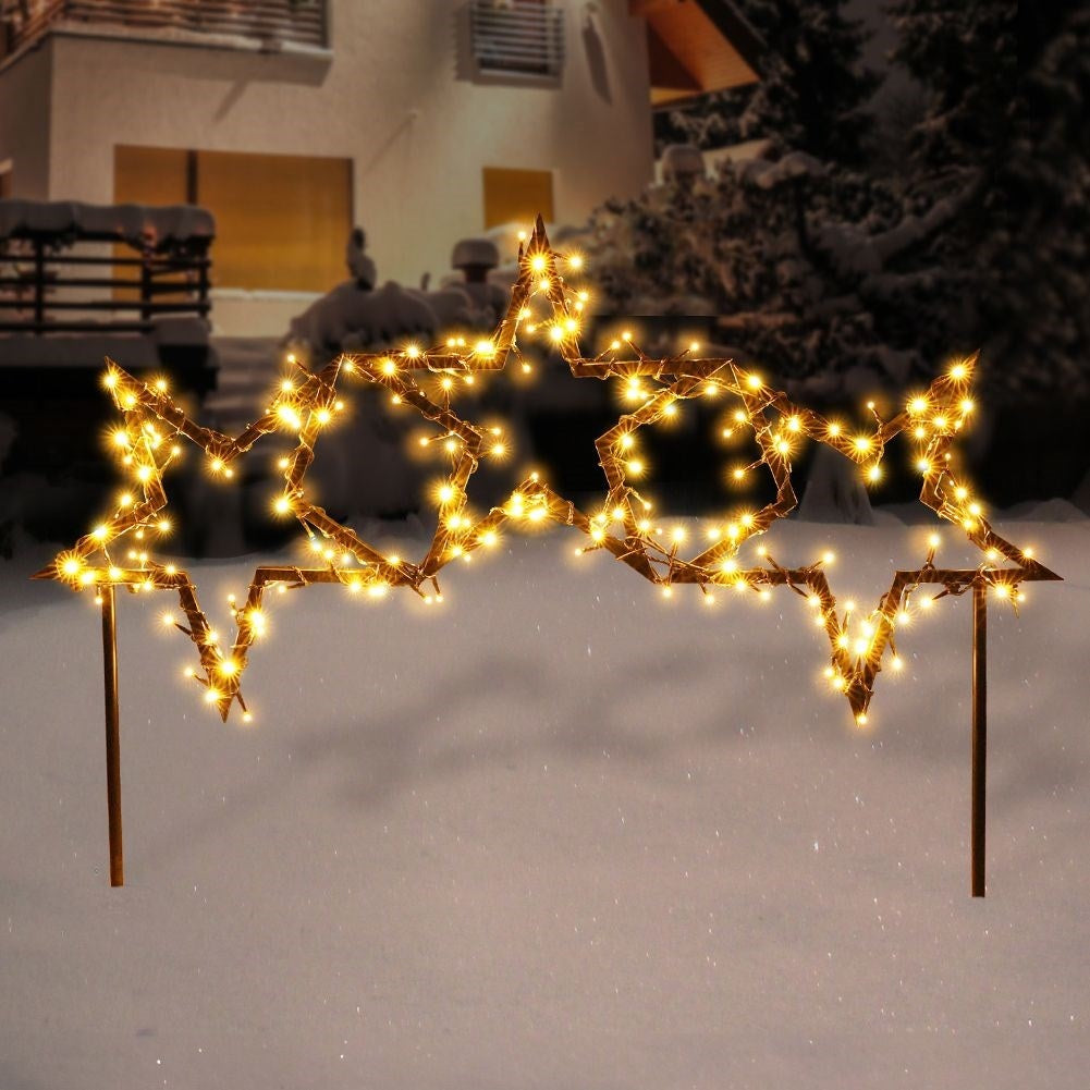 Poinsettias in black metal with LED for indoor/outdoor use